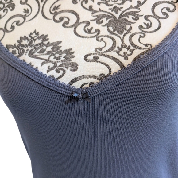 Aritzia Homestretch Rib Lace V-neck Cami Tank Vintage Navy New With Tag Women XL - Picture 3 of 13